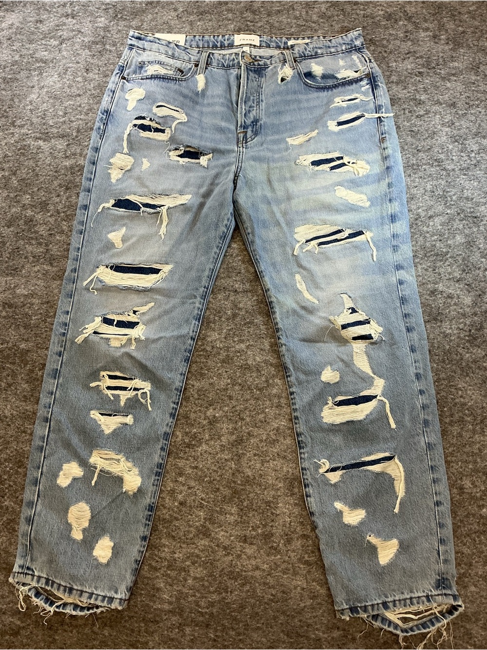 Frame Men's Light Blue Relaxed Ripped Jeans Size 36